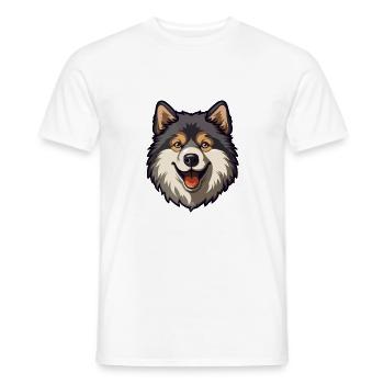 Finnish Lapphund Dog Breed Cartoon Kawaii Illustra - Men's T-Shirt - white - Front - AI Model Male 178 dark (178cm)