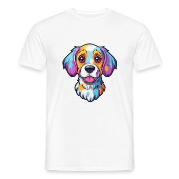 Aidi race de chien dessin animé kawaii illustration - T-shirt homme - blanc - Devant - AI Model Male 178 dark (178cm)