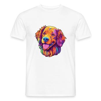 Hovawart chien race dessin animé Kawaii Illustration - T-shirt homme - blanc - Devant - AI Model Male 178 dark (178cm)