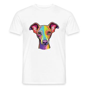 Lévrier italien chien race Cartoon Kawaii Illustr - T-shirt homme - blanc - Devant - AI Model Male 178 dark (178cm)