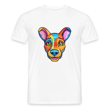 Kangaroo Dog Breed Cartoon Kawaii Illustration - Men's T-Shirt - white - Front - AI Model Male 178 dark (178cm)