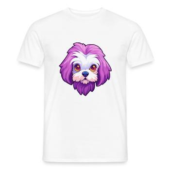 Chien maltais race Cartoon Kawaii Illustration - T-shirt homme - blanc - Devant - AI Model Male 178 dark (178cm)