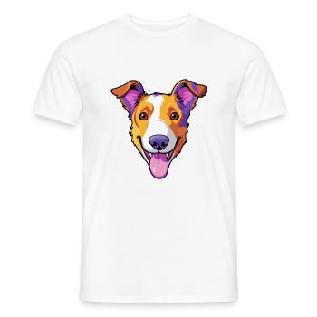 Miniature Fox Terrier chien race dessin animé Kawaii malade - T-shirt homme - blanc - Devant - AI Model Male 178 dark (178cm)