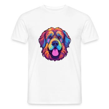 Leonberger Dog Breed Cartoon Kawaii Illustration - Men's T-Shirt - white - Front - AI Model Male 178 dark (178cm)