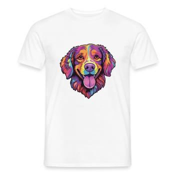 Nouvelle-Zélande chien race dessin animé Kawaii Illustration - T-shirt homme - blanc - Devant - AI Model Male 178 dark (178cm)