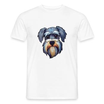 Miniature Schnauzer Dog Breed Cartoon Kawaii Illus - Men's T-Shirt - white - Front - AI Model Male 178 dark (178cm)