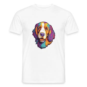 Landseer chien race dessin animé Kawaii Illustration - T-shirt homme - blanc - Devant - AI Model Male 178 dark (178cm)