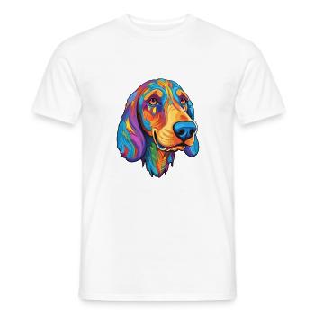 Finnish Hound Dog Breed Cartoon Kawaii Illustratio - Men's T-Shirt - white - Front - AI Model Male 178 dark (178cm)