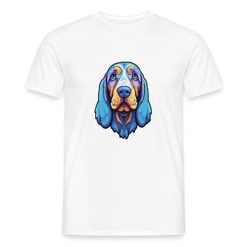 Blue Gascony Basset Dog Breed Cartoon Kawaii Illus - Men's T-Shirt - white - Front - AI Model Male 178 dark (178cm)