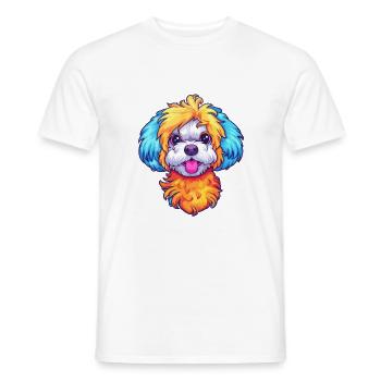 Bichon Yorkie Dog Breed Cartoon Kawaii Illustratio - Men's T-Shirt - white - Front - AI Model Male 178 dark (178cm)
