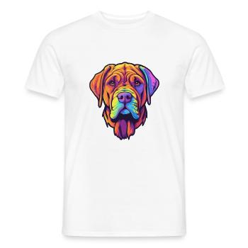 Boerboel Dog Breed Cartoon Kawaii Illustration - Men's T-Shirt - white - Front - AI Model Male 178 dark (178cm)