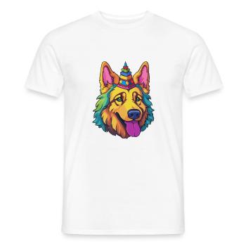 Roi Berger Chien Race Cartoon Kawaii Illustratio - T-shirt homme - blanc - Devant - AI Model Male 178 dark (178cm)