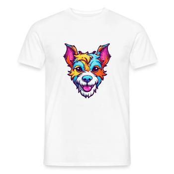 Japanese Terrier Dog Breed Cartoon Kawaii Illustra - Men's T-Shirt - white - Front - AI Model Male 178 dark (178cm)