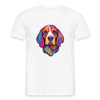 Kerry Beagle chien race dessin animé Kawaii Illustration - T-shirt homme - blanc - Devant - AI Model Male 178 dark (178cm)