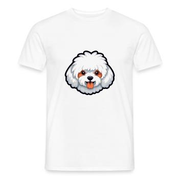 Bichon Frise chien race Cartoon Kawaii Illustration - T-shirt homme - blanc - Devant - AI Model Male 178 dark (178cm)