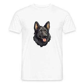 Chien de berger belge race de chien Cartoon Kawaii Illustra - T-shirt homme - blanc - Devant - AI Model Male 178 dark (178cm)