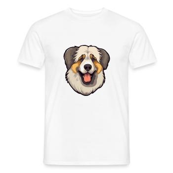 Caucasian Shepherd Dog Breed Cartoon Kawaii Illust - Men's T-Shirt - white - Front - AI Model Male 178 dark (178cm)
