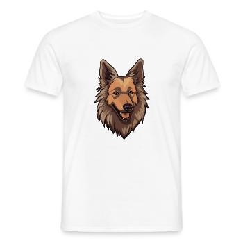 Belgian Shepherd Dog Breed Cartoon Kawaii Illustra - Men's T-Shirt - white - Front - AI Model Male 178 dark (178cm)