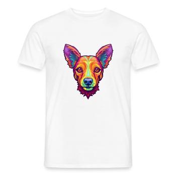 Portugais Podengo Pequeno Chien Race Cartoon Kawai - T-shirt homme - blanc - Devant - AI Model Male 178 dark (178cm)