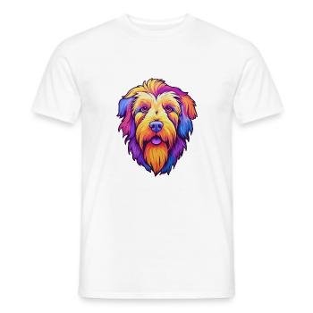 Berger des Pyrénées race chien Cartoon Kawaii Illustr - T-shirt homme - blanc - Devant - AI Model Male 178 dark (178cm)