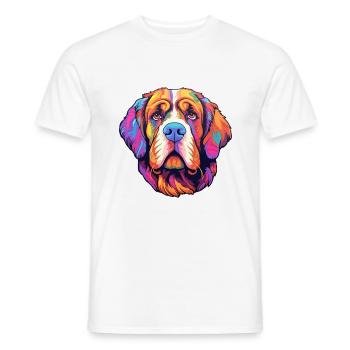 St Bernard chien race Cartoon Kawaii Illustration - T-shirt homme - blanc - Devant - AI Model Male 178 dark (178cm)