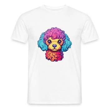Toy Poodle Dog Breed Cartoon Kawaii Illustration - Men's T-Shirt - white - Front - AI Model Male 178 dark (178cm)