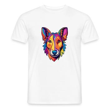 Lisse Collie Chien Race Cartoon Kawaii Illustratio - T-shirt homme - blanc - Devant - AI Model Male 178 dark (178cm)