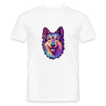 Bucovine chien de berger race dessin animé kawaii illustr - T-shirt homme - blanc - Devant - AI Model Male 178 dark (178cm)