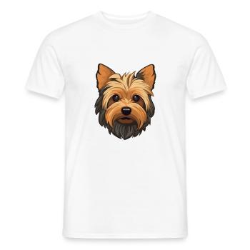 Silky Terrier Race De Chien Cartoon Kawaii Illustratio - T-shirt homme - blanc - Devant - AI Model Male 178 dark (178cm)