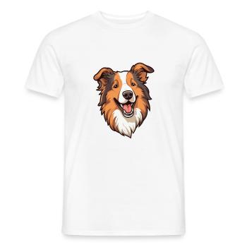 Scotch Collie chien race Cartoon Kawaii Illustratio - T-shirt homme - blanc - Devant - AI Model Male 178 dark (178cm)