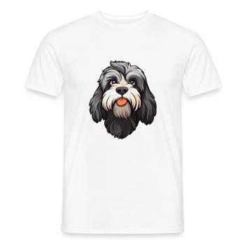 Schapendoes race de chien dessin animé Kawaii Illustration - T-shirt homme - blanc - Devant - AI Model Male 178 dark (178cm)