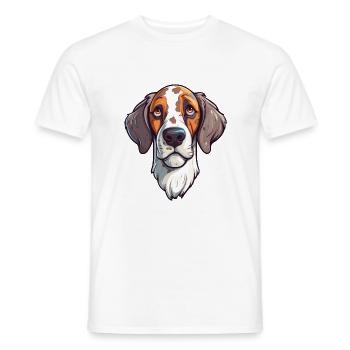 Seskar phoque chien race dessin animé Kawaii Illustration - T-shirt homme - blanc - Devant - AI Model Male 178 dark (178cm)