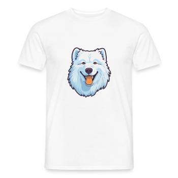 Samoyed Dog Breed Cartoon Kawaii Illustration - Men's T-Shirt - white - Front - AI Model Male 178 dark (178cm)