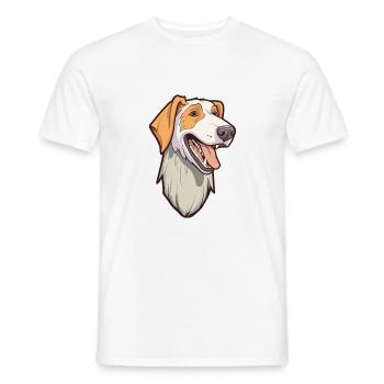 Chien loup russe race Cartoon Kawaii Illustr - T-shirt homme - blanc - Devant - AI Model Male 178 dark (178cm)