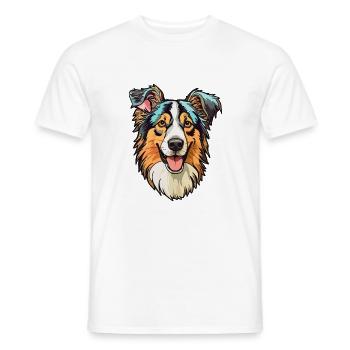 Bohemian Shepherd Dog Breed Cartoon Kawaii Illustr - Men's T-Shirt - white - Front - AI Model Male 178 dark (178cm)