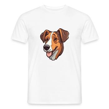 Ariegeois race de chien dessin animé kawaii illustration - T-shirt homme - blanc - Devant - AI Model Male 178 dark (178cm)