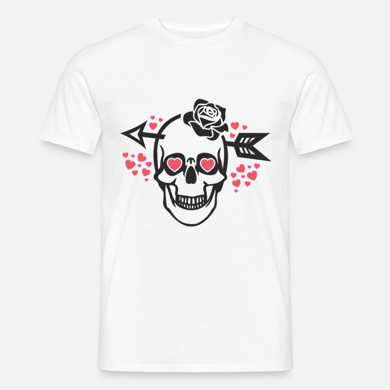Crâne de la Saint-Valentin avec une flèche dans la tête - T-shirt homme - blanc