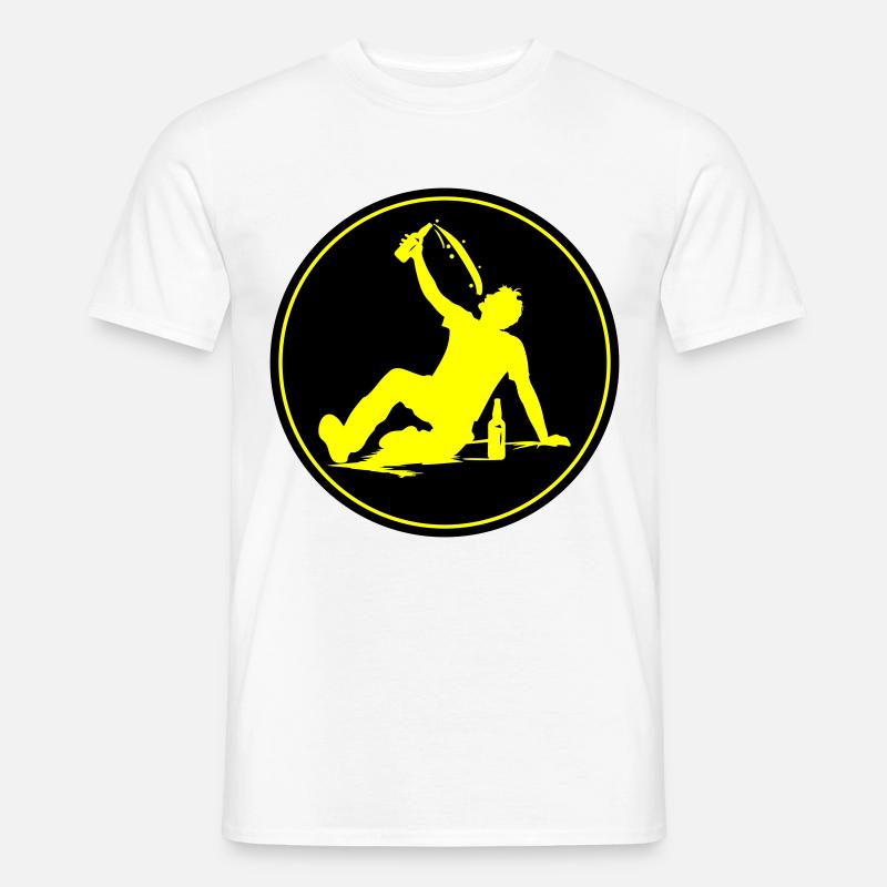 Drinking Bier Silhouette - Männer T-Shirt - Weiß