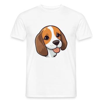 Beagle Dog Breed Watercolor Cartoon Kawaii Clipart - Men's T-Shirt - white - Front - AI Model Male 178 dark (178cm)