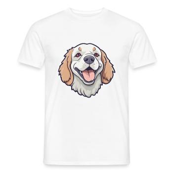 Clumber Spaniel Dog Breed Watercolor Cartoon Kawai - Men's T-Shirt - white - Front - AI Model Male 178 dark (178cm)