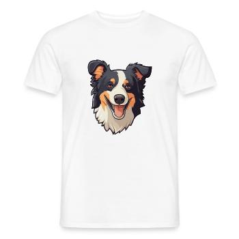 Border Collie Dog Breed Watercolor Cartoon Kawaii - Men's T-Shirt - white - Front - AI Model Male 178 dark (178cm)