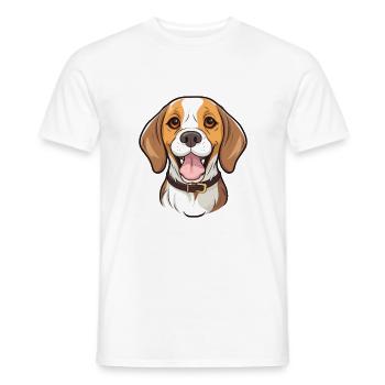 Beagle Dog Breed Watercolor Cartoon Kawaii Clipart - Men's T-Shirt - white - Front - AI Model Male 178 dark (178cm)