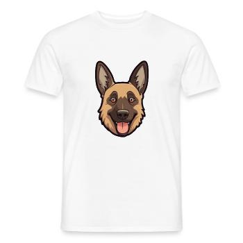 Belge Malinoi chien race aquarelle dessin animé Kawai - T-shirt homme - blanc - Devant - AI Model Male 178 dark (178cm)