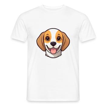 Beagle Dog Breed Watercolor Cartoon Kawaii Clipart - Men's T-Shirt - white - Front - AI Model Male 178 dark (178cm)
