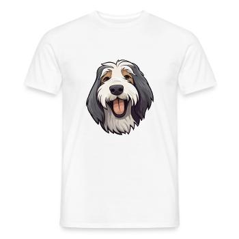 Bearded Collie Dog Breed Watercolor Cartoon Kawaii - Men's T-Shirt - white - Front - AI Model Male 178 dark (178cm)