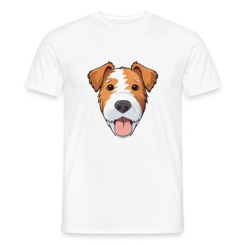 Draht Foxterrier Hunderasse Aquarell Karikatur Kawa - Männer T-Shirt - Weiß - Vorne - AI Model Male 178 dark (178cm)