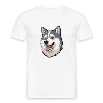 Husky chien race aquarelle dessin animé Kawaii Clipart - T-shirt homme - blanc - Devant - AI Model Male 178 dark (178cm)