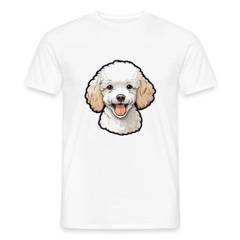 Caniche chien race aquarelle dessin animé Kawaii Clipart - T-shirt homme - blanc - Devant - AI Model Male 178 dark (178cm)