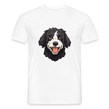 Portuguese Water Dog Breed Watercolor Cartoon Kawa - Men's T-Shirt - white - Front - AI Model Male 178 dark (178cm)