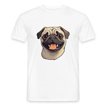 Mops Hund Rasse Aquarell Cartoon Kawaii Clipart - Männer T-Shirt - Weiß - Vorne - AI Model Male 178 dark (178cm)